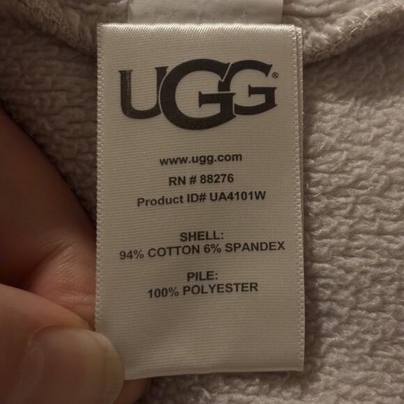 UGG Shawl-Collar Belted Open-Front Coat Sz XL Cream, w/ Pockets Cotton EUC - Picture 5 of 9